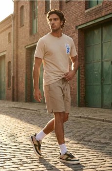 Бавовняна футболка з мотивом хвилі - нюдовий