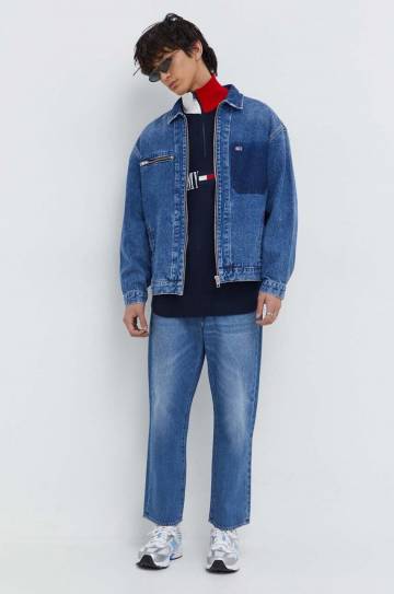 Хлопковая джинсовая куртка Tommy Jeans цвет синий переходная Хлопковая джинсовая куртка Tommy Jeans цвет синий переходная