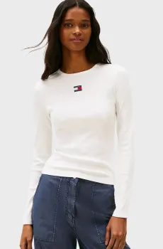 Женский белый лонгслив SLIM Белый S Tommy Jeans DW0DW20178