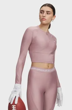 Женский розовый лонгслив UA HG Rib 1/4 Zip Розовый L Under Armour 6003981-673
