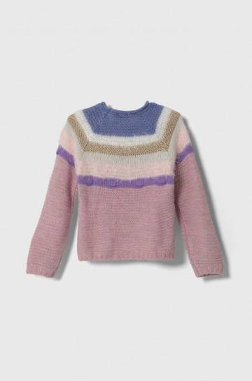 Детский свитер с примесью шерсти United Colors of Benetton цвет розовый лёгкий Детский свитер с примесью шерсти United Colors of Benetton цвет розовый лёгкий