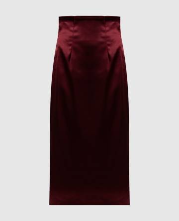 Бордовая юбка с высокой посадкой