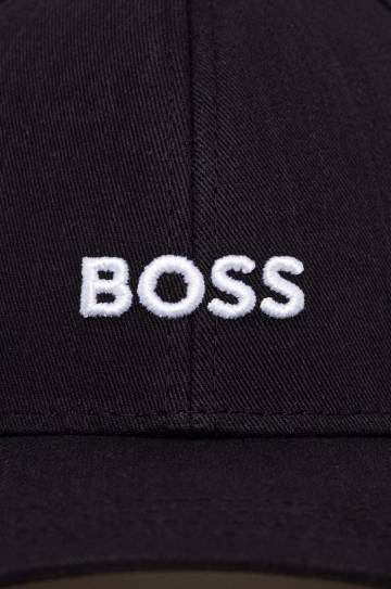 Хлопковая кепка BOSS цвет чёрный с аппликацией Хлопковая кепка BOSS цвет чёрный с аппликацией