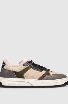 Бежевые замшевые кроссовки Clock на меху