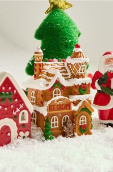 Різдвяна LED-лампа у формі будиночка - різнобарвний