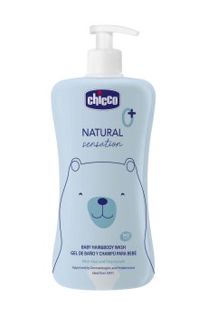 Детский гель-шампунь Chicco Natural Sensation Baby Hair & Body Wash с алоэ вера и ромашкой, 500 мл