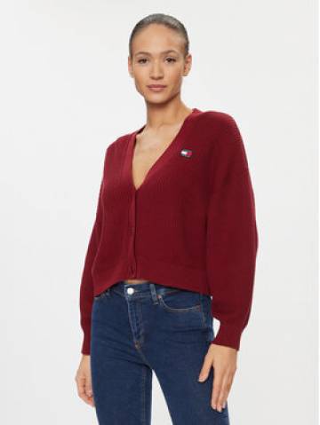 Tommy Jeans Кардиган Essential Badge DW0DW16531 Бордовий Relaxed Fit Tommy Jeans Кардиган Essential Badge DW0DW16531 Бордовий Relaxed Fit