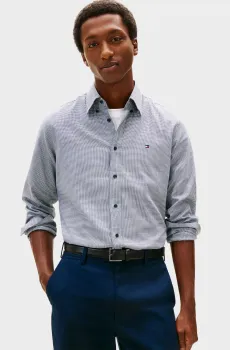 Мужская голубая рубашка в клетку HOUNDSTOOTH Голубой 42 Tommy Hilfiger MW0MW41700