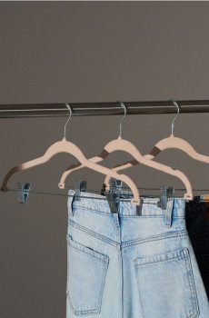 Велюрові вішалки 3 шт - бежевий