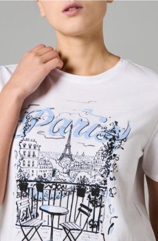Бавовняна футболка з написом Paris - білий