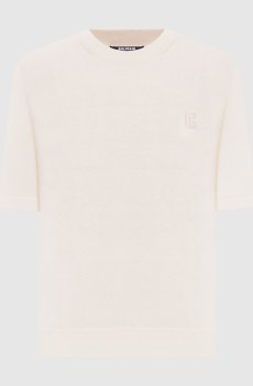 Бежевая футболка с шелком