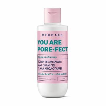Тонер-эксфолиант для лица Mermade You Are Pore-Fect Glycolic Acid 7% & Oak Extract с АНА кислотами, 150 мл Тонер-эксфолиант для лица Mermade You Are Pore-Fect Glycolic Acid 7% & Oak Extract с АНА кислотами, 150 мл