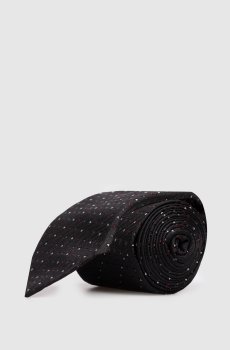 Черный галстук из шелка в тканом узоре