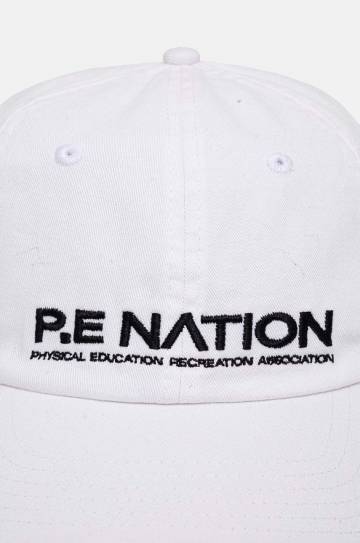 Хлопковая кепка P.E Nation Homage Cap цвет белый с аппликацией 243A417 Хлопковая кепка P.E Nation Homage Cap цвет белый с аппликацией 243A417