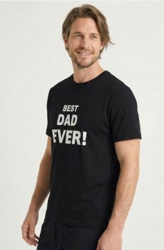 Бавовняна футболка з написом Best Dad Ever - чорний