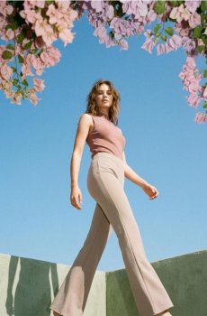 Штани прямого крою з трикотажу roma - бежевий