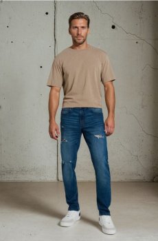 Джинси slim з дірками - темно-синій