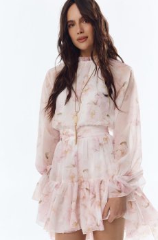 Молочна шифонова сукня міні асиметричного крою