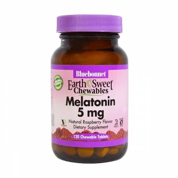 Мeлaтoнин Bluebonnet Nutrition Earth Sweet Chewables Melatonin 5 мг, со вкусом малины, 120 жевательных таблеток