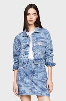 Женская синяя джинсовая куртка с узором CLAIRE CRP Синий XS Tommy Jeans DW0DW17664
