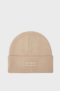Мужская бежевая шапка INST PATCH BEANIE Бежевый ONESIZE Calvin Klein K50K512142