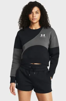 Женский черный свитшот Essential Fleece Crop Crew Черный S Under Armour 1382721-001