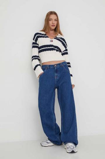 Свитер Tommy Jeans женский цвет бежевый Свитер Tommy Jeans женский цвет бежевый