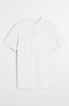 Бавовняне поло зі стійкою - білий