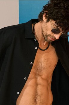 Бавовняна сорочка з коротким рукавом - чорний