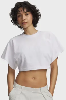 Женская белая футболка Cropped Script SS Tee Белый XS Under Armour 6009677-100