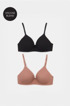 Ріблені бюстгальтери з віскози без кісточок 2 упаковки - різнобарвний