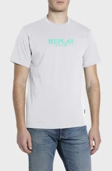 Мужская светло-серая футболка Белый L Replay M3341 .000.2660