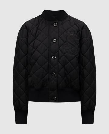 Черный стеганый бомбер с вышивкой монограммы логотипа