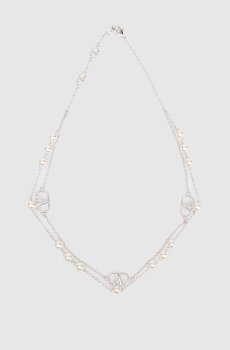 Серебристые бусы с жемчугом Swarovski