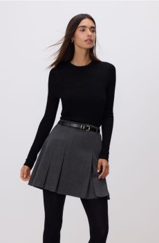 Reserved - Плісирована спідниця з ременем - темно-сірий - 077GG-90X