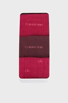 Женские бордовые носки (3 пары) GIFTBOX GRID AOP Бордовый ONESIZE Calvin Klein 701235368