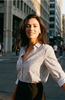 Сорочка зі змішаною тканиною з льоном - білий