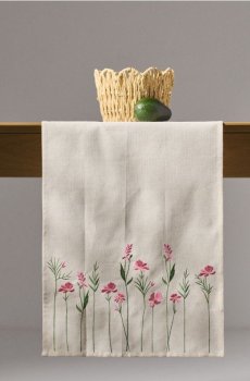 Доріжка на стіл з рослинним візерунком - різнобарвний