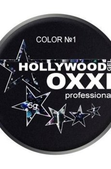 Уценка! Глитерный гель для маникюра Oxxi Professional Hollywood 1 Черный с голографическим эффектом, 5 г