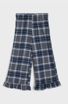 Фланелеві штани wide leg з воланом у клітинку - різнобарвний