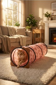 Тунель для кота з мотивом печива - коричневий