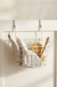 Дротовий кошик для підвішування на двері - білий