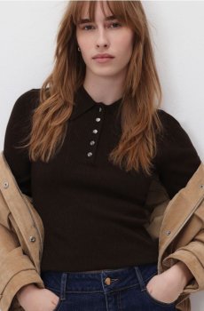 Reserved - Джемпер поло із додаванням вовни - коричневий - 150JA-88X