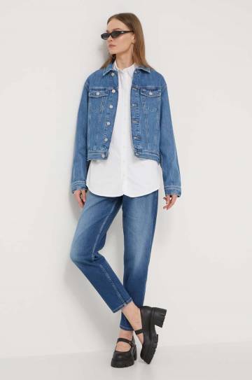 Хлопковая рубашка Tommy Jeans женская цвет белый relaxed классический воротник Хлопковая рубашка Tommy Jeans женская цвет белый relaxed классический воротник