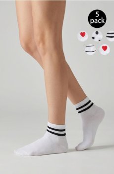 Набір шкарпеток із серцями, смужками та крапками 5 шт. - різнобарвний