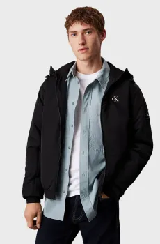 Мужская черная куртка PADDED HOODED HARRINGTON Черный L Calvin Klein Jeans J30J325596