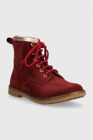 Детские замшевые ботинки Pom Dapi TRIP HI LACE цвет красный