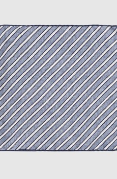 Голубой платок-паше из шелка в полоску