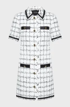 Женское белое твидовое платье в клетку Белый 40 Karl Lagerfeld A3W13031