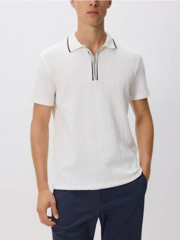 Reserved - Сорочка поло regular fit із текстурованого трикотажу - кремовий - 282EF-01X Reserved - Сорочка поло regular fit із текстурованого трикотажу - кремовий - 282EF-01X